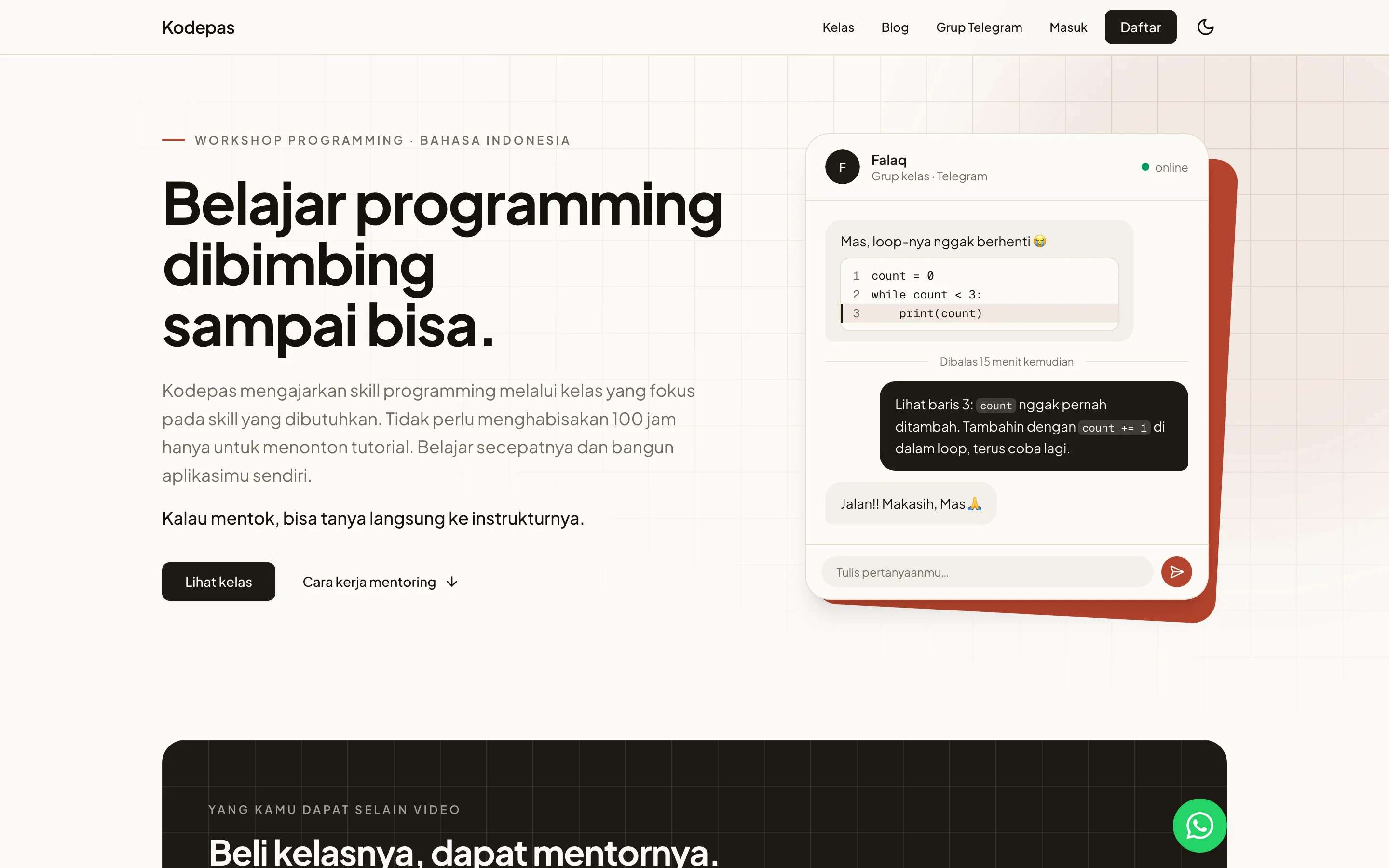Cuplikan website Kodepas
